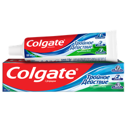 Зубная паста COLGATE Тройное действие Натуральная мята для защиты от кариеса, удаления потемнений с зубов и свежего дыхания, 100мл, фотография