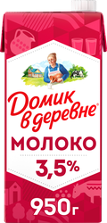 Молоко ультрапастеризованное ДОМИК В ДЕРЕВНЕ 3,5%, без змж, 950г, вид