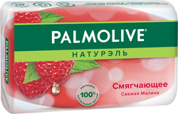 Туалетное мыло PALMOLIVE Натурэль смягчающее со свежей малиной, 90г, крупный план