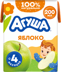 Сок детский АГУША Яблоко осветленный, с 4 месяцев, 200мл, изображение