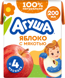 Сок детский АГУША Яблоко с мякотью, с 4 месяцев, 200мл, фото