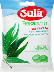Карамель леденцовая SULA Эвкалипт, без сахара, 60г, фото