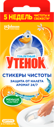Средство по уходу за унитазами ТУАЛЕТНЫЙ УТЕНОК Стикер чистоты Цитрус,  30г, изображение