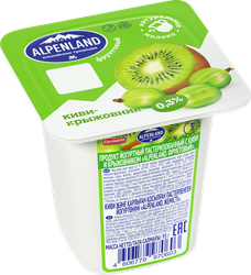 Продукт йогуртный EHRMANN Alpenland Киви, крыжовник, ананас 0,3%, без змж, 95г, крупный план