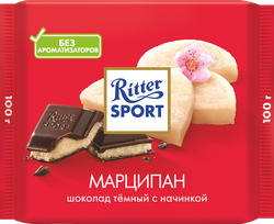 Шоколад темный RITTER SPORT с благородным марципаном, 100г, фотография