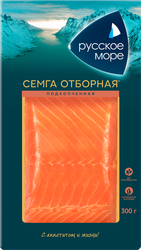 Семга&nbsp;подкопченная&nbsp;РУССКОЕ МОРЕ филе-кусок, 300г, детальное фото