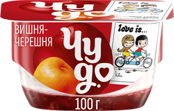 Десерт творожный ЧУДО Творожок взбитый двухслойный Вишня, черешня 4%, без змж, 100г, фотография
