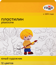 Пластилин ГАММА Юный художник 12 цветов, со стеком Арт. 280045, изображение