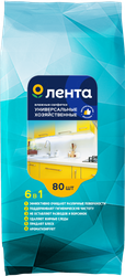 Салфетки хозяйственные ЛЕНТА влажные, универсальные 6в1, 80шт, фотография