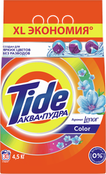Стиральный порошок для цветного белья TIDE Аквапудра Color Аромат Lenor, автомат, 4,5кг, крупный план