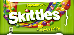 Изображение товара Драже SKITTLES Кисломикс в сахарной глазури со вкусом малины, ананаса, мандарина, вишни, яблока, 38г