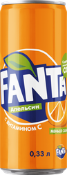 Напиток FANTA Апельсин сильногазированный, 0.33л, фото