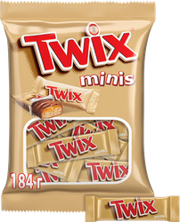 Конфеты TWIX Minis с печеньем и карамелью, покрытые молочным шоколадом, 184г, фотография