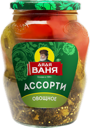 Ассорти маринованное ДЯДЯ ВАНЯ огурцы и томаты, 680г, фото
