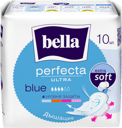Прокладки гигиенические BELLA Perfecta Ultra Blue впитывающие, воздухопроницаемые, 10шт, фото