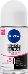 Дезодорант-антиперспирант роликовый женский NIVEA Clear Черное и белое Невидимый, 50мл, картинка