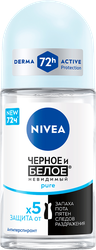 Дезодорант-антиперспирант роликовый женский NIVEA Pure Черное и Белое Невидимая защита, 50мл, фото