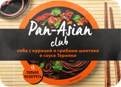 Соба PAN ASIAN с курицей и грибами шиитаке в соусе Терияки, 300г, изображение