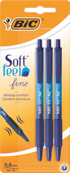 Набор шариковых ручек BIC Soft Feel Fine, синий, 3шт, детальное фото