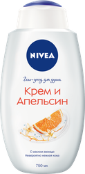Гель-уход для душа NIVEA Крем апельсин увлажняющий, 750мл, фотография