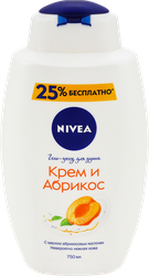 Гель-уход для душа NIVEA Крем и абрикос увлажняющий, 750мл, фото