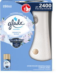 Освежитель воздуха автоматический со сменным блоком GLADE Automatics Свежесть белья, 269мл, крупный план