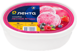 Мороженое ЛЕНТА Пломбир лесные ягоды 13%, без змж, 400г, фотография