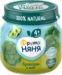 Пюре овощное ФРУТОНЯНЯ Брокколи, с 4 месяцев, 80г, крупный план