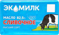 Масло сливочное ЭКОМИЛК 82,5% высший сорт, без змж, 180г, вид