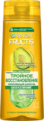Шампунь для поврежденных и ослабленных волос FRUCTIS Тройное восстановление, укрепляющий, 400мл, вид