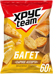Сухарики ХРУСTEAM багет Сырное ассорти, 60г, фотография