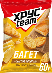 Сухарики ХРУСTEAM багет Сырное ассорти, 60г, детальное фото