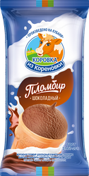 Мороженое КОРОВКА ИЗ КОРЕНОВКИ Пломбир шоколадный, без змж, вафельный стаканчик, 100г, изображение