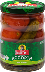 Ассорти маринованное ДЯДЯ ВАНЯ Огурцы и томаты, 950г, изображение