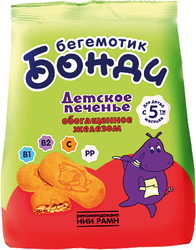 Печенье БЕГЕМОТИК БОНДИ обогащенное железом, с 5 месяцев, 180г, вид