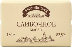 Масло сладкосливочное БРЕСТ-ЛИТОВСК Сливочное несоленое 82,5%, без змж, 180г, фотография