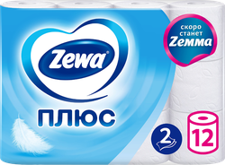 Бумага туалетная ZEWA Плюс без аромата 2-слоя, 12шт, фотография