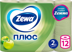 Бумага туалетная ZEWA Плюс Яблоко 2-слоя, 12шт, фотография