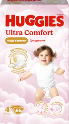 Подгузники для девочек HUGGIES Ultra Comfort 4 8–14кг, 66шт, фото