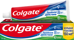 Зубная паста COLGATE Тройное действие Натуральная мята для защиты от кариеса, удаления потемнений с зубов и свежего дыхания, 150мл, фотография