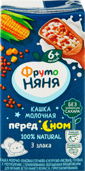 Кашка злаковая ФРУТОНЯНЯ молочная, гречка, кукуруза и рис с пребиотиками, с 6 месяцев, 200мл, картинка