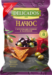 Чипсы кукурузные DELICADOS Nachos с кусочками оливок и паприкой, 150г, изображение