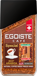 Кофе растворимый с добавлением молотого EGOISTE Special сублимированный, ст/б, 100г, крупный план