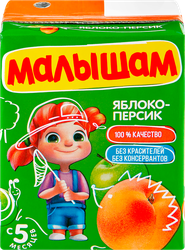 Нектар МАЛЫШАМ Яблоко, персик неосветленный, с 5 месяцев, 200мл, детальное фото