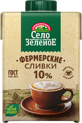 Сливки стерилизованные СЕЛО ЗЕЛЕНОЕ 10%, без змж, 500г, изображение