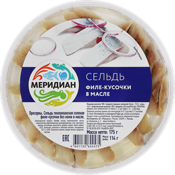 Сельдь МЕРИДИАН филе-кусочки в масле, 175г, фотография