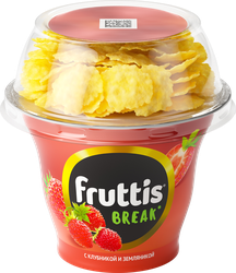 Продукт йогуртный FRUTTIS Вкусный перерыв Клубника, земляника с топпером 2,5%,&nbsp;без змж, 175г, вид