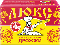 Дрожжи хлебопекарные ЛЮКС Экстра прессованные, 100г, крупный план