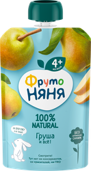 Пюре фруктовое ФРУТОНЯНЯ Груша, с 4 месяцев, 90г, изображение