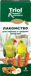 Лакомство для мелких и средних попугаев TRIOL с медом и яйцом, 80г, картинка